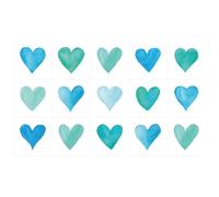 Ulticool Sticker Waterproof Sticker Tiles - Heart Sea Green Love Blue - 15 x 15 cm - Pack of 15 Self-Adhesive Tile Stickers Made of Film - for Wall Bathroom - Kitchen Wall Kitchen - Sticky Tiles