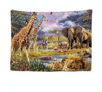Ulticool - Tapestry Decoration for the Home - Safari, Animal, Nature, Giraffe, Elephant - 200 x 150 cm - Wall Hangings - Accessories for Bedroom, Living Room, Children's Room