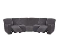 ULTICOR 7-Piece L-Shape Velvet Reclining Sofa Cover, Dark Grey, 5 Seat Recliner, 37" L x 41" W x 1.2M H