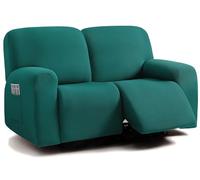 ULTICOR Jacquared Design, Reclining Loveseat Slipcover, 48" - 65" L, 2 seat 6-Piece Loveseat Recliner Cover,Loveseat Reclining Sofa Cover, Washable (Deep Teal, Loveseat Recliner Cover)