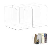 Ultifore Acrylic Desk Organizer 4-Sections, Clear Laddered File Holder for Home Office, Desktop Letter Rack for Letters, Magazines, Documents, Modern Transparent Storage Solution