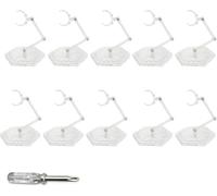 Ultifore Action Figure Assembly Display Stand, Adjustable Doll Stand Display Holder with Hexagonal Base Transparent and Lightweight Action Figure Stands with a Screwdriver-10pcs