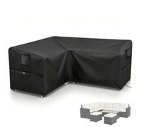 Ultifore Outdoor Sofa Cover Waterproof 285/285x82x63/76cm | 500D, L-shape, for corner sofa, Air Vents, Handles, Drawstring and 4 Buckles for Secure Outdoor Protection.