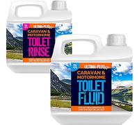 Ultima-Plus XP Caravan Blue Toilet Fluid 2L and Pink Toilet Rinse Fluid Solution Cleaner 2L for Caravan and Motorhomes - Eco-Friendly, Formaldehyde Free - Up to 20 Treatments Each