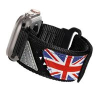 ULTIMAL Compatible with Apple Watch Straps Ultra 3/2/1 Series 11 10 9 8 7 6 5 4 SE SE2 SE3, Soft Nylon Hollow Out Breathable Band for iWatch Strap 49mm 46mm 45mm 44mm (L, Black UK Flag)