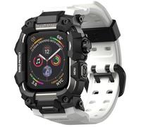 ULTIMAL Rugged Case with Band for Apple Watch 44mm,Compatible with Apple Watch Series SE 3/SE 2/SE Generation/6/5/4, Military Grade Shockproof Bumper Cover for iWatch Tactical Band Men (44mm,white)