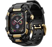 ULTIMAL Rugged Case with Band for Apple Watch 44mm,Compatible with Apple Watch Series SE/SE 2nd Generation/6/5/4, Military Grade Shockproof Bumper Cover for iWatch Tactical Band Men (44mm,Gold)
