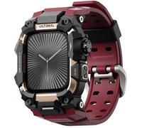 ULTIMAL Rugged Case with Band for Apple Watch 46mm,Compatible with Apple Watch Series 10, Military Grade Shockproof Bumper Cover for iWatch Tactical Band Men (46mm,Red)