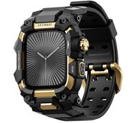 ULTIMAL Rugged Case with Band for Apple Watch 46mm,Compatible with Apple Watch Series 10, Military Grade Shockproof Bumper Cover for iWatch Tactical Band Men (46mm,Gold)