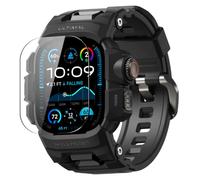 ULTIMAL Rugged Case with Band for Apple Watch 49mm,Compatible with Apple Watch Ultra 3/2/1, Military Grade Shockproof Bumper Cover for iWatch Tactical Band Men (49mm,Black)