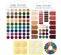 Ultimate 12 Season Personal Color Palette Cards Set,2 Pack Portable Color Template Guide for Clothes & Makeup with Bonus Color Analysis Guide&Bead Ball Chains(Dark Autumn)