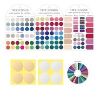 Ultimate 12 Season Personal Color Palette Cards Set,3 Pack Portable Color Template Guide for Clothes & Makeup with Bonus Color Analysis Guide and Bead Ball Chains(True Summer)