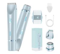 Ultimate 2-in-1 Bikini Trimmer, Womens Intimate Electric Razor, Lady Trimmer, Bikini Line Shaver, IPX7 Waterproof Wet Dry Shaver for Armpits, Legs, Bikini (Bleu)