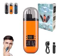 Ultimate 2-in-1 Nose Hair Trimmer - for Effortless, Portable Nose Hair Trimmer Rechargeable, Waterproof & Washable, Groom with Precision, All-Day Comfort, with LED Display (Orange)