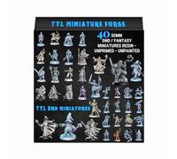 Ultimate 40-Piece Miniature Set - 40 Unique Fantasy Models for DND & Tabletop RPGs - Unpainted Resin Miniatures for Dungeon Masters & Painters - Premium 32mm Scale Figures