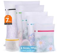 Ultimate 7 Pack 6 Size Mesh Laundry Bags Set for Delicates with AUTO-Lock Zipper, Lingerie Bags for Washing Delicates, Laundry Bags Mesh Wash Bags, Delicates Laundry Bag for Jeans,Blouse,Stocking,Bra