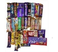Ultimate 76 Assorted Flavors Full Size Chocolate Bars In Blue Box Gift Hamper ''Every Flavor Tells A Delicious Story'' Sweet Moments Inside For All Occasions