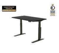 Ultimate All-in-One Standing Desk with Next-Gen Cable Tray Black Steel + Particleboard