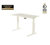 Ultimate All-in-One Standing Desk with Next-Gen Cable Tray White Steel + Particleboard