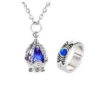 Ultimate Anime Cosplay Jewelry Set: 5 Soul Core Gem Necklaces with 5 Unique Tail Rings for Every Character!, 5 sets gift box, Alloy Steel, Created Alexandrite
