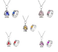 Ultimate Anime Cosplay Jewelry Set: 5 Soul Core Gem Necklaces with 5 Unique Tail Rings for Every Character!, 5 sets gift box, Alloy Steel, Created Alexandrite