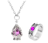 Ultimate Anime Cosplay Jewelry Set: 5 Soul Core Gem Necklaces with 5 Unique Tail Rings for Every Character!, 5 sets gift box, Alloy Steel, Created Alexandrite