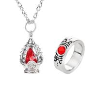 Ultimate Anime Cosplay Jewelry Set: 5 Soul Core Gem Necklaces with 5 Unique Tail Rings for Every Character!, 5 sets gift box, Alloy Steel, Created Alexandrite