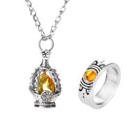 Ultimate Anime Cosplay Jewelry Set: 5 Soul Core Gem Necklaces with 5 Unique Tail Rings for Every Character!, 5 sets gift box, Alloy Steel, Created Alexandrite