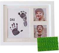 Ultimate Baby Ink Handprint Footprint Kit & Frame - with Premium Picture Photo Frame, Safe Ink Pad Stamp, Paper & Bonus Stencil. The Perfect Personalized Baby Shower, Newborn Gift Idea & Memento!