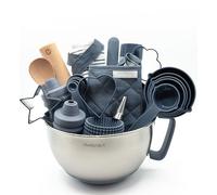 Ultimate Baking Kit for Kids - Kids Baking Set with Child Sized Utensils - Includes Apron, Oven Mitts, Silicone Mats & Liners - Perfect Cooking Set for Ages 6-12 - Navy Blue