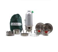Ultimate 'Base Camp' Kit (Aluminium) - VALUE DEAL | 1.6L Anodised Alu. Camping Kettle +Cook Set +Hobo Stove + Cups + Plates +Base Support | Boil Water, Cook Outdoors | Fuel with Sticks | Weight 1.9kg