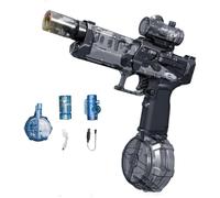 Ultimate Battle Blaster Long Range Motorized Water Gun with Interactive Lighting,Electric Water Guns for Kid,Automatic Water Gun Pistols,Rechargeable Water Sprayer Squirt Guns Blaster Pistol (Black)