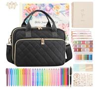Ultimate Bible Journaling Kit with Bible Case, Bible Cover Case for Women, 31 Highlighters Assorted Colors & 75 Bible Tabs, Complete Bible Study Supplies, Perfect Christian Gift (Black)