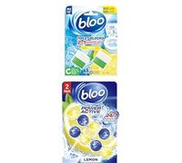 Ultimate Bloo Toilet Cleaning Bundle, Pack of 2 Lemon - Toilet Blocks, Limescale Remover in-Cistern Block + Power Active Toilet Rim Block