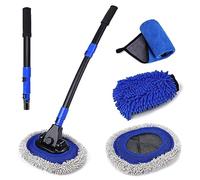 Ultimate Car Wash Brush with Long Handle | 15-Degree Curved Pole Design | Microfiber Brush Head | Adjustable Length | Wide Applications for Car, RV, Truck, Pickup | Perfect Car Wash Kit