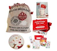 Ultimate Christmas Eve Gift Box for Kids Bundle: Large Santa Sack| Filled Xmas Eve Box| Letter to Santa| Christmas Eve Plate| 'Santa Stop Here' sign| Storybook & Cookies. Luxury reusable festive fun!