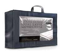 Ultimate Collection Dual Layer 3" Deep European Continental Double Bed Size 50% White Goose Down & Feather Natural Mattress Topper 280TC 100% Cotton Jacquard, Down Proof (140cm x 200cm) By Littens