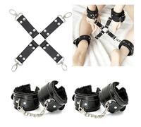 Ultimate Couples Bondage Kit - Adjustable Handcuffs, Wrist & Thigh Cuffs, Soft Ties BDSM Kit BDSM Play Bdsmage Sets for Couples Handcuffs Adult Woman Adult Toy Hand Cuffs