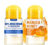 Ultimate Cracked Heel Balm Duo: 60% Urea Foot Cream Plus 2% Sali-cylic Acid & Manuka Honey Moisturise Balm - Maximum Strength Fast-Absorbing Hand Foot Repair, Dry Skin, Vegan Foot Cream for Women Men