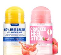 Ultimate Cracked Heel Balm Duo: 60% Urea Plus 2% Sali-cylic Acid Stick & Peach Balm - Maximum Strength Fast-Absorbing Hand Foot Repair for Deep Fissures, Dry Skin - Vegan UK Foot Cream for Women Men