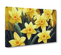 Ultimate Daffodil Flowers Canvas Print | Gallery Wrapped 30mm Frame Wall Art | 30x20 inches | Ready to Hang | Contemporary Floral Picture | Living Room Bedroom Lounge Office