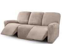 Ultimate Decor 8-Pieces Recliner Sofa Covers Velvet Stretch Reclining Couch Covers for 3 Cushion Reclining Sofa Slipcovers Furniture Covers Thick Soft Washable (Taupe)