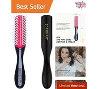 Denman Curly Hairbrush D14 (Black) 5 Row Styling Brush for Detangling, Separating, Shaping and Defining Curls, Fringes & Bangs - For Women and Men