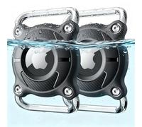 [Ultimate Dog Tracker Solution] Waterproof Airtag Collar Holder with Removable Metal Loop, Secure & Lightweight Case for 3cm Wide Collars, Never Lose Your Pet Again | Fits Apple AirTag (2 Black)