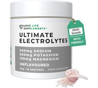 Ultimate Electrolytes Powder Unflavoured, 500mg Sodium, 500mg Potassium, 150mg Magnesium, 30 Servings, Himalayan Salt, Hydration & Rehydration, Zero Sugar, Vegan - Love Life Supplements