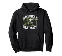 Ultimate Frisbee American Flag USA Patriotic Sport Player Pullover Hoodie