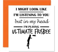 Ultimate Frisbee Birthday Card for Men Women - In my Head - Happy Birthday Card for Nanny Colleague Grandma Cousin, 145mm Bday Greeting Cards