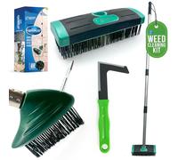 Ultimate Garden Weed Brush Set & Patio Cleaner Includes Metal Wire Broom, Angled Moss Brush with Built In Scraper Tool & Free Handheld Weed Remover Tool, Ideal for Driveway, Garden & Patio Cleaning