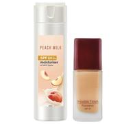 Ultimate Glam Natural Liquid Foundation | 25 Ml, All & Peach Milk Ceramide Lotion Moisturizer with SPF 24 & Hyaluronic for Intense Moisturizing & Skin Protection from UVA/B Rays120ml