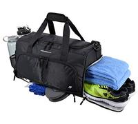 Ultimate Gym Bag 2.0: The Durable Crowdsource Designed Duffel Bag with 10 Optimal Compartments Including Water Resistant Pouch, Black, Medium (20")